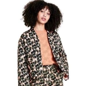 Rachel Comey x Target Olive Women's Animal Print Cropped Quilted Jacket NWT